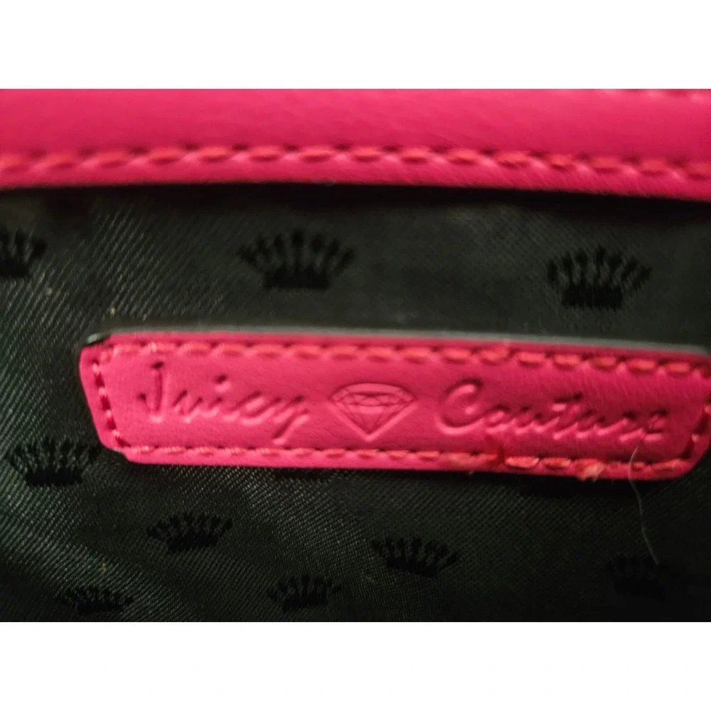Juicy Couture Hot Pink Quilted Satchel Crossbody Bag Gold Heart Lock Detail